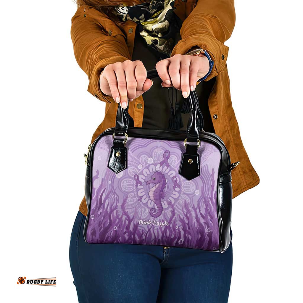 Australia Epilepsy Awareness Shoulder Handbag Seahorse Think Purple Ribbon Aboriginal LT14