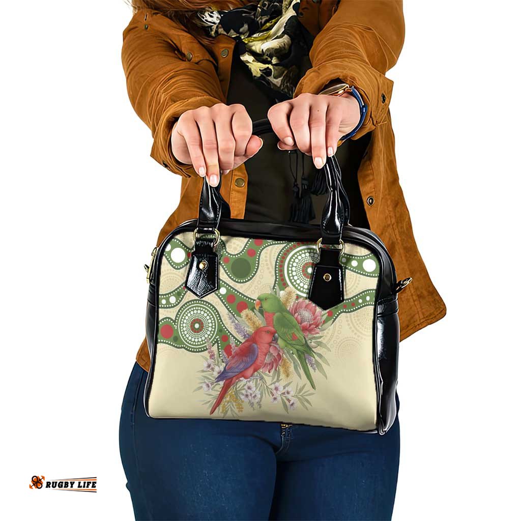 Australia Moluccan Eclectus Shoulder Handbag Australian Native Flowers Indigenous Art LT14