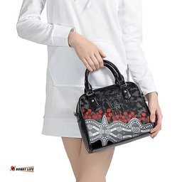 Carlton Blues ANZAC Day Shoulder Handbag Indigenous Dot Art with Poppy Flower Tribute TS04