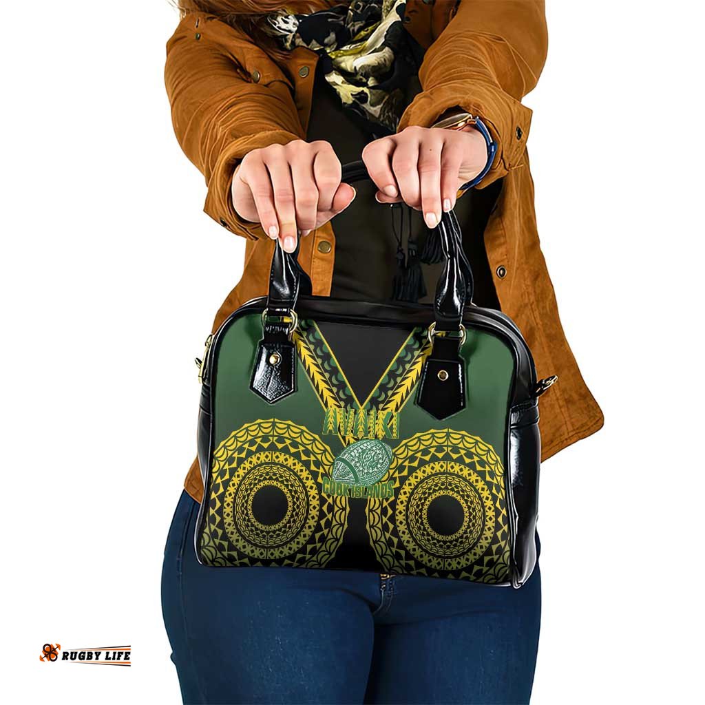 Avaiki Cook Islands Rugby Shoulder Handbag Kuki Airani Tatau Black LT14