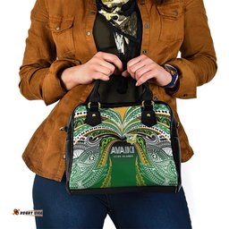 Cook Islands Rugby League Shoulder Handbag Avaiki Tatau Tribal Motifs Black Color LT03