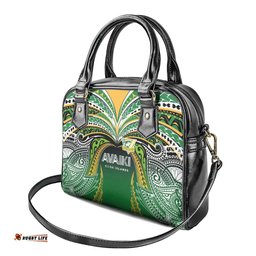 Cook Islands Rugby League Shoulder Handbag Avaiki Tatau Tribal Motifs Black Color LT03