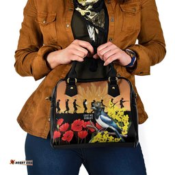 Australia Magpie ANZAC Day Shoulder Handbag Rising Sun 25th April Poppy Golden Wattle LT14