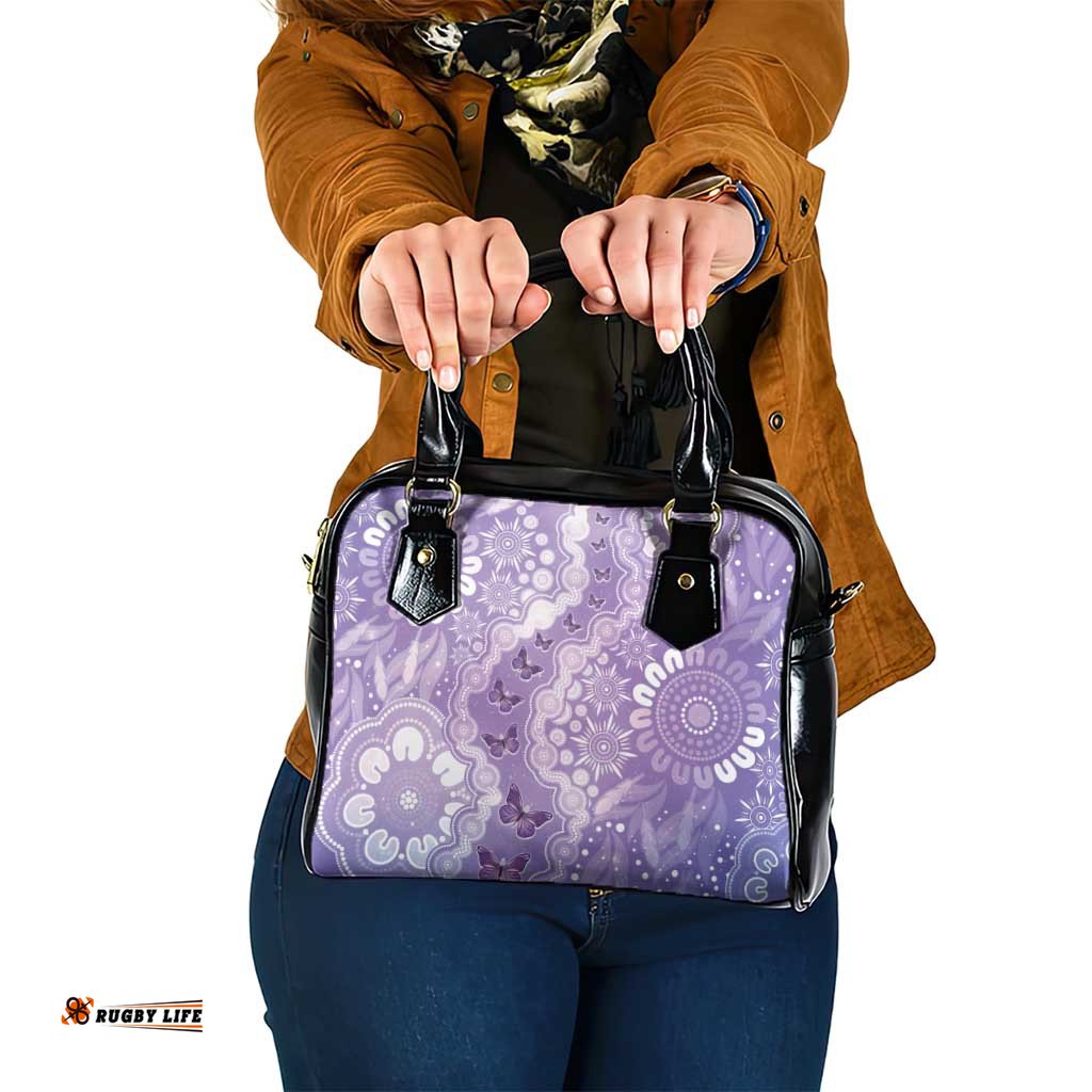 Australia Epilepsy Awareness Shoulder Handbag Purple Butterflies Aboriginal LT05
