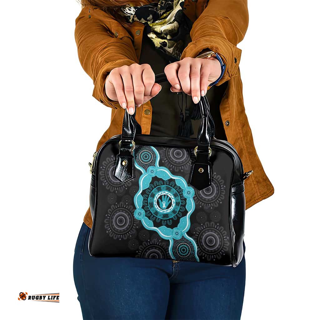 Australia Ovarian Cancer Awareness Shoulder Handbag Brave Strong Teal Ribbon Aboriginal Art LT14