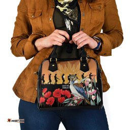 Australia Kookaburra ANZAC Day Shoulder Handbag Rising Sun 25th April Poppy Eucalyptus Blossoms LT14