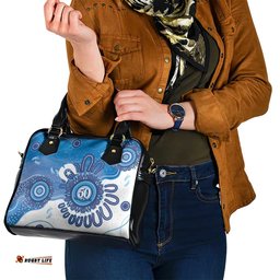 NAIDOC Week 2026 Shoulder Handbag 50 Years Deadly Dhari Blue Aboriginal Art LT14