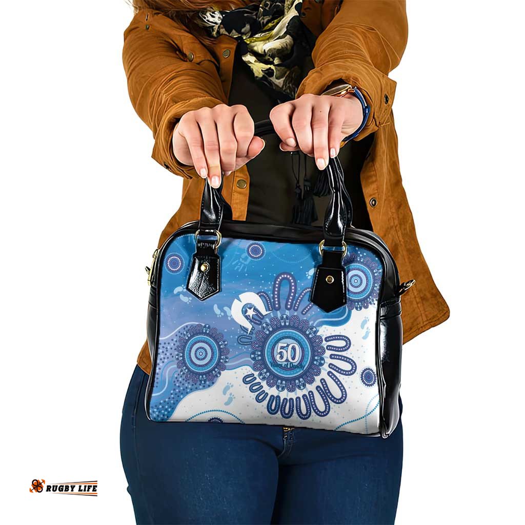 NAIDOC Week 2026 Shoulder Handbag 50 Years Deadly Dhari Blue Aboriginal Art LT14