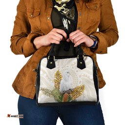 Australia Little Corella Shoulder Handbag Cacatua Sanguinea Western Grevillea Aboriginal Art LT14