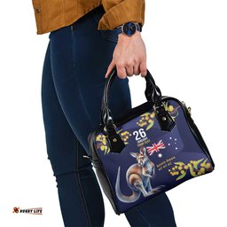 Blue Kangaroo and Golden Wattle Personalised Shoulder Handbag Happy Australia Day 6 January LT9