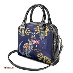 Blue Kangaroo and Golden Wattle Personalised Shoulder Handbag Happy Australia Day 6 January LT9