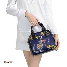 Blue Kangaroo and Golden Wattle Personalised Shoulder Handbag Happy Australia Day 6 January LT9