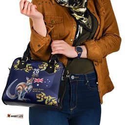 Blue Kangaroo and Golden Wattle Personalised Shoulder Handbag Happy Australia Day 6 January LT9