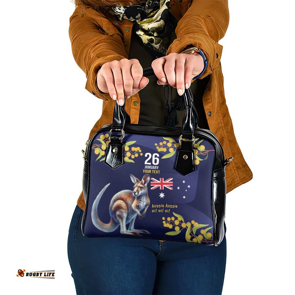 Blue Kangaroo and Golden Wattle Personalised Shoulder Handbag Happy Australia Day 6 January LT9