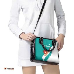 New Zealand Cricket Shoulder Handbag Kiwi Birds Haka Dance Turquoise Fern Sporty Style LT03