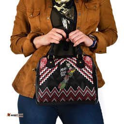 New Zealand Christmas Taniko Poutama Shoulder Handbag Flora Map with Birds LT7