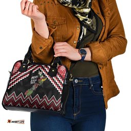 New Zealand Christmas Taniko Poutama Shoulder Handbag Flora Map with Birds LT7