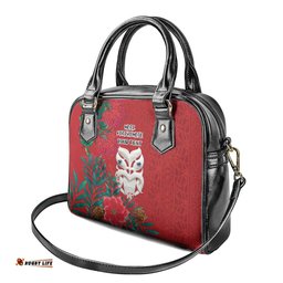 Maori Wheku Meri Kirihimete Personalised Shoulder Handbag All Red Indigenous Maori Motif LT9