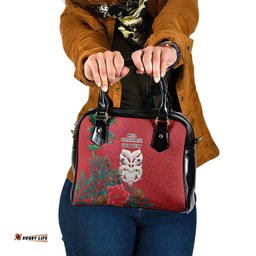 Maori Wheku Meri Kirihimete Personalised Shoulder Handbag All Red Indigenous Maori Motif LT9