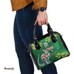 Green Kangaroo and Golden Wattle Personalised Shoulder Handbag Happy Australia Day 6 January LT9