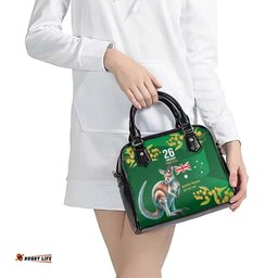 Green Kangaroo and Golden Wattle Personalised Shoulder Handbag Happy Australia Day 6 January LT9
