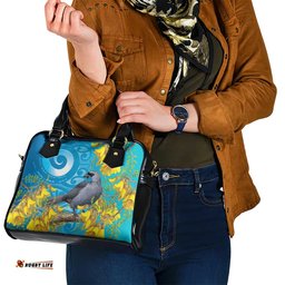 New Zealand Kokako Bird Shoulder Handbag Maori Koru With Kowhai Flowers LT05