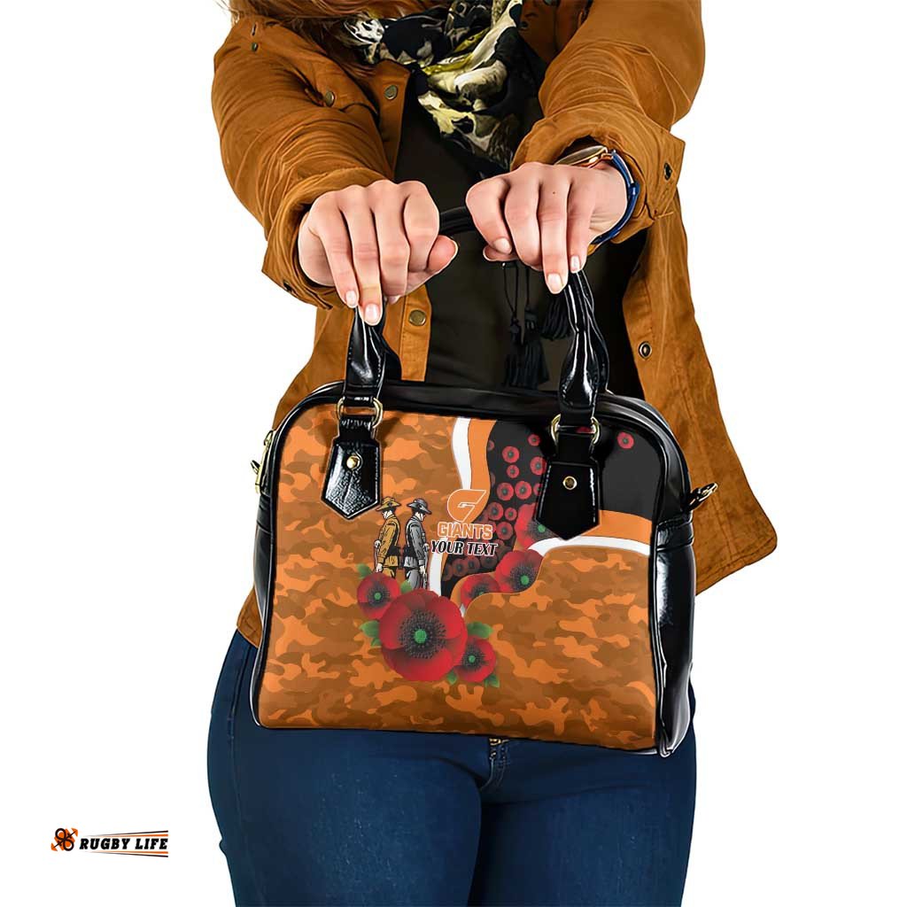 Greater Giants ANZAC Personalised Shoulder Handbag Lest We Forget Poppy Camo LT9