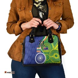 India Vs Australian Cricket Custom Shoulder Handbag Ashoka Chakra and Aboriginal Together LT9