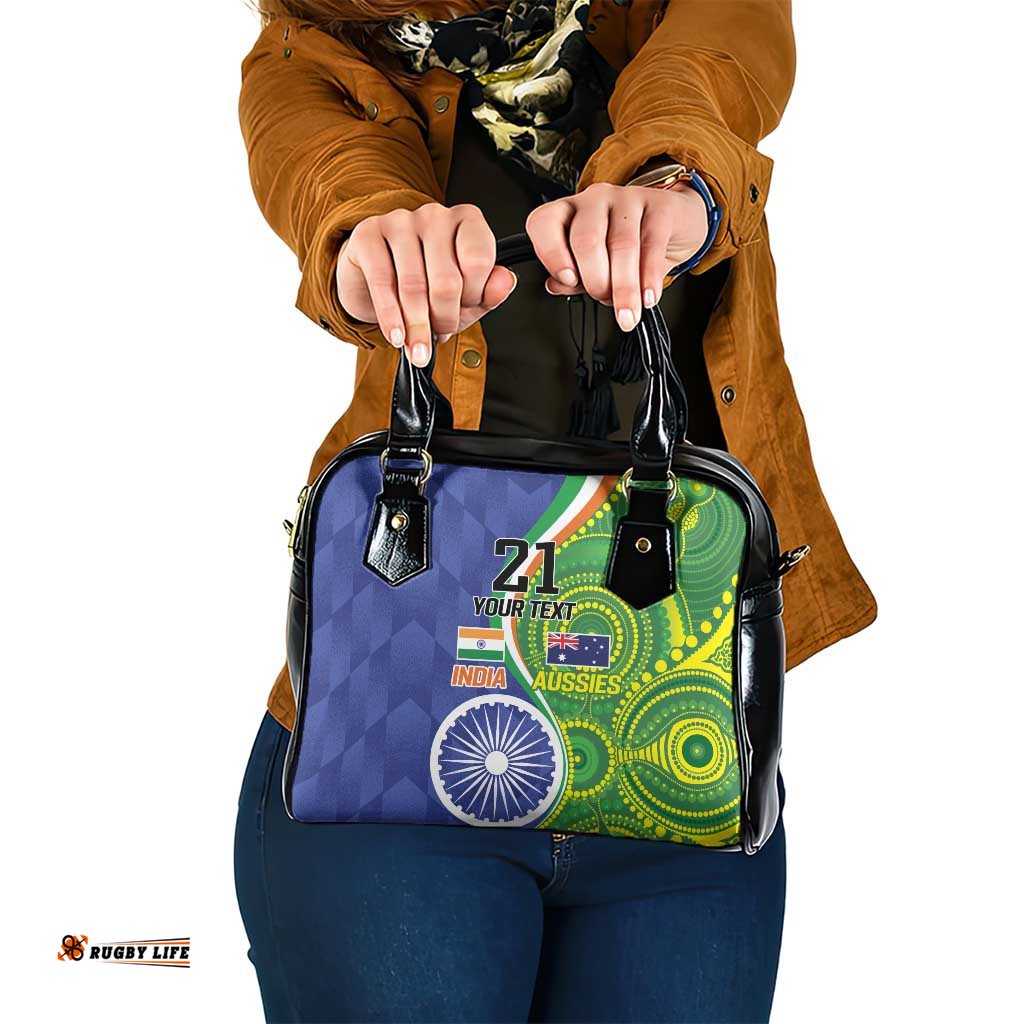 India Vs Australian Cricket Custom Shoulder Handbag Ashoka Chakra and Aboriginal Together LT9
