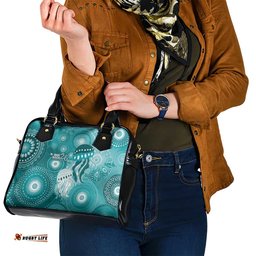 NAIDOC Deadly 50 Years Shoulder Handbag Jellyfish Aboriginal Culture Inspired Turquoise LT9
