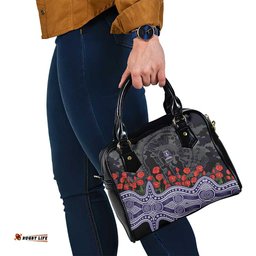 Fremantle Dockers ANZAC Day Shoulder Handbag Indigenous Dot Art with Poppy Flower Tribute TS04