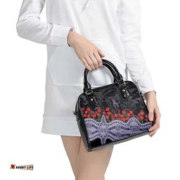 Fremantle Dockers ANZAC Day Shoulder Handbag Indigenous Dot Art with Poppy Flower Tribute TS04