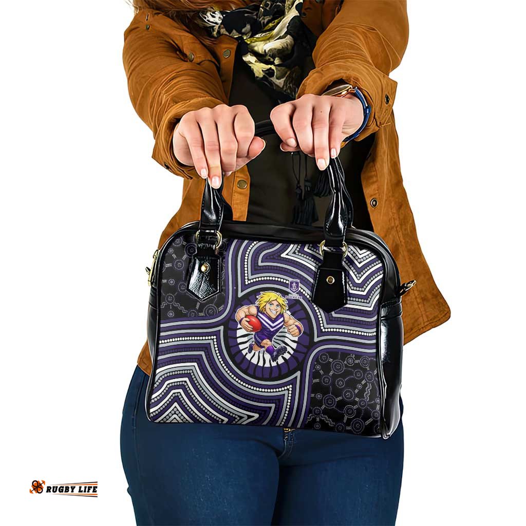 Fremantle Dockers Shoulder Handbag Indigenous Monochrome Dot Art Mascot Style TS04