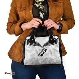 Custom New Zealand Silver Fern Football Shoulder Handbag Go Aotearoa Grunge White LT14