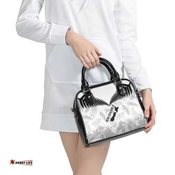 Custom New Zealand Silver Fern Football Shoulder Handbag Go Aotearoa Grunge White LT14