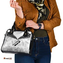 Custom New Zealand Silver Fern Football Shoulder Handbag Go Aotearoa Grunge White LT14