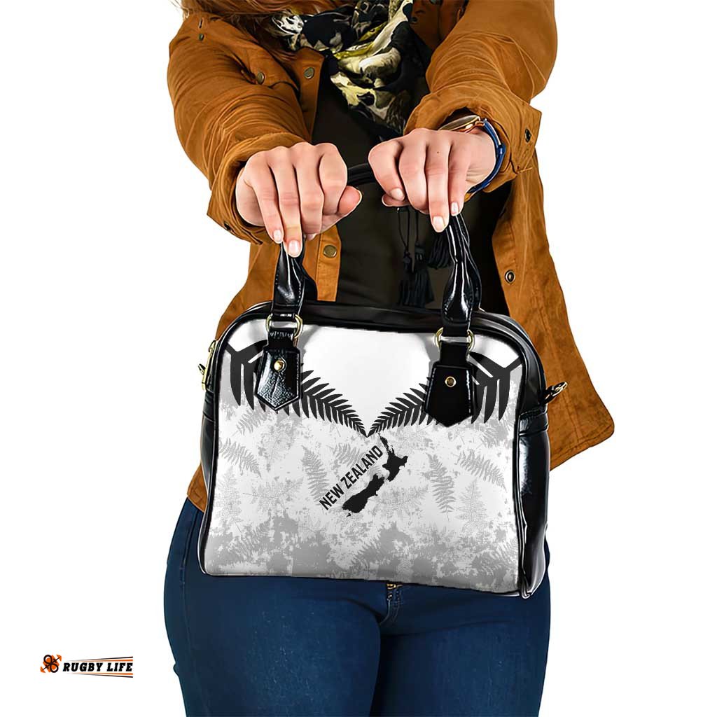 Custom New Zealand Silver Fern Football Shoulder Handbag Go Aotearoa Grunge White LT14