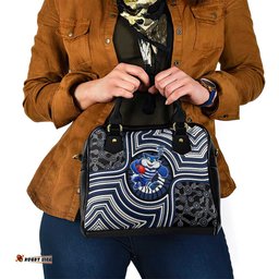Geelong Cats Shoulder Handbag Indigenous Monochrome Dot Art Mascot Style TS04