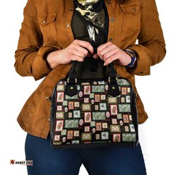 Aussie Birds Christmas La La Land Shoulder Handbag Black Vintage Stamp Edition LT9