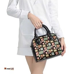 Aussie Birds Christmas La La Land Shoulder Handbag Black Vintage Stamp Edition LT9