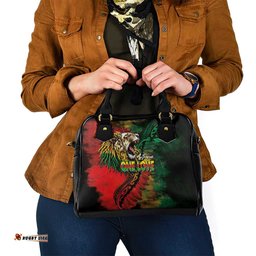 Aotearoa One Love Shoulder Handbag Reggae Lion with Kakahu Huruhuru LT03