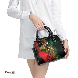 Aotearoa One Love Shoulder Handbag Reggae Lion with Kakahu Huruhuru LT03