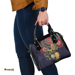 Aussie Honeyeaters Banksia Flowers Shoulder Handbag Aboriginal Dots Painting LT9