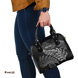 Aotearoa Personalized Lawn Bowls Maori Shoulder Handbag New Zealand Black Tribal Silver Fern LT7
