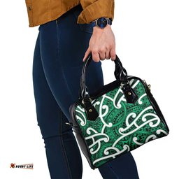 Aotearoa Maori Kowhaiwhai Shoulder Handbag Kakariki Puhoro and Patiki LT9