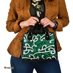 Aotearoa Maori Kowhaiwhai Shoulder Handbag Kakariki Puhoro and Patiki LT9