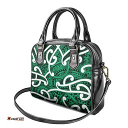 Aotearoa Maori Kowhaiwhai Shoulder Handbag Kakariki Puhoro and Patiki LT9