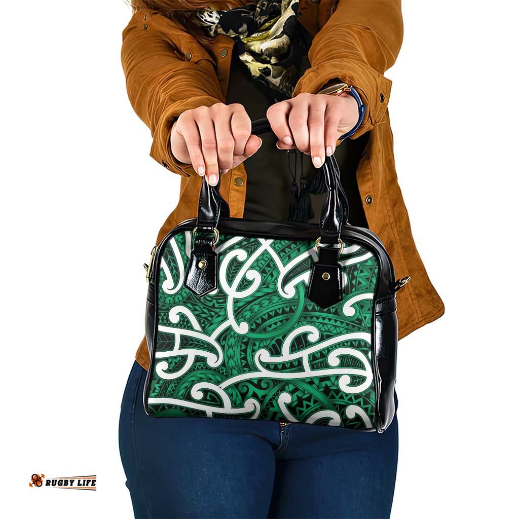 Aotearoa Maori Kowhaiwhai Shoulder Handbag Kakariki Puhoro and Patiki LT9