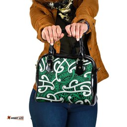 Aotearoa Maori Kowhaiwhai Shoulder Handbag Kakariki Puhoro and Patiki LT9