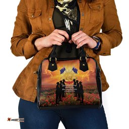 ANZAC Day Shoulder Handbag Remembrance Tribute Soldiers And Poppy Field LT05
